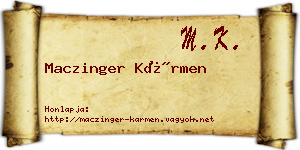 Maczinger Kármen névjegykártya